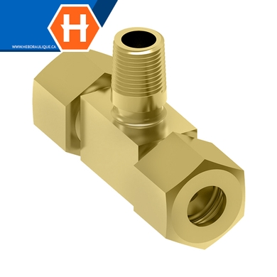 Adapt. compr. autocentré T laiton x branche M.NPT