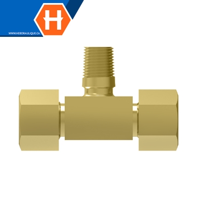 Adapt. compr. autocentré T laiton x branche M.NPT