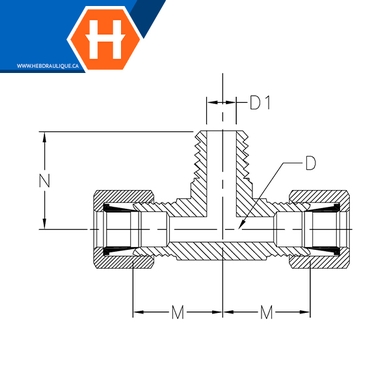 Adapt. compr. autocentré T laiton x branche M.NPT
