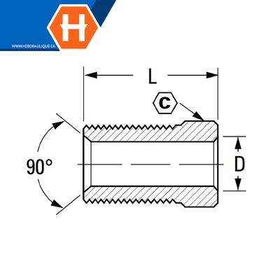 Noix tube longue laiton - mâle « flare » inversé