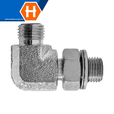 Adaptateur 90° M.ORFS x M.BSPP ajustable