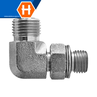 Adaptateur 90° M.ORFS x M.Métrique ajustable