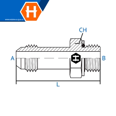 Adaptateur long M.JIC x M.BSPP avec washer / o-ring