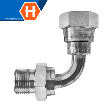 Adaptateur tube 90° M.BSPP x F.BSPP tournant