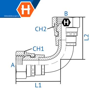 Adaptateur union tube 90° F.BSPP tournant
