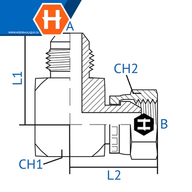 Adaptateur 90° M.JIC x F.BSPP tournant
