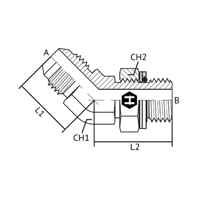 Adaptateur 45° M.JIC x M.BSPP ajustable