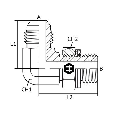 Adaptateur 90° M.JIC x M.BSPP ajustable