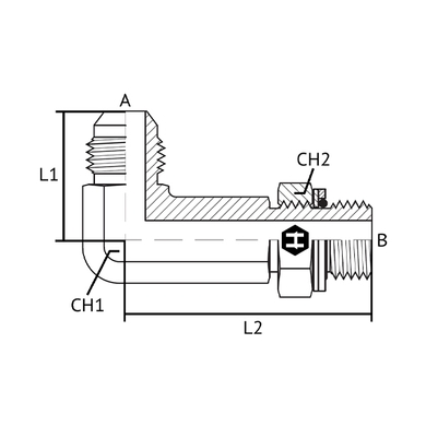 Adaptateur 90° (long) M.JIC x M.BSPP ajustable