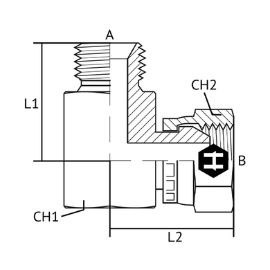 Adaptateur 90° M.BSPP x F.BSPP tournant
