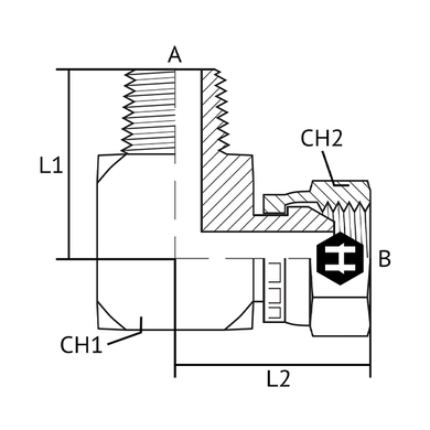 Adaptateur 90° M.BSPT x F.BSPP tournant