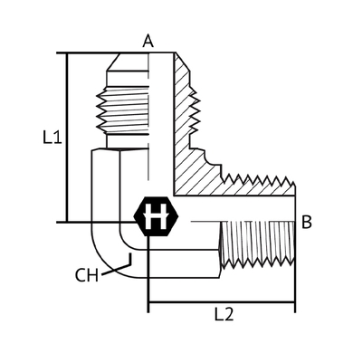 Adaptateur 90° M.JIC x M.BSPT