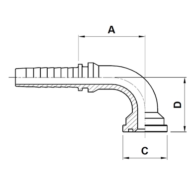 SAE code 61 elbow 90° 2pcs flange