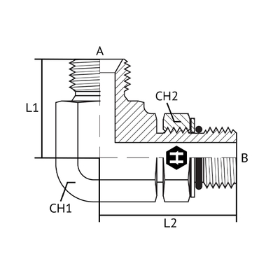 Adaptateur 90° M.BSPP x M.ORB ajustable