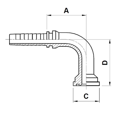 Bride 2pcs 90° (x-long) SAE code 61