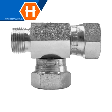 Adaptateur en T M.BSPP en ligne x F.BSPP tournant