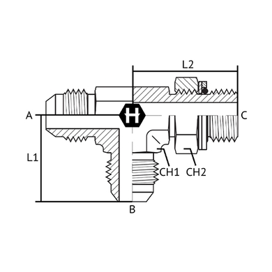 Adaptateur en T M.JIC x M.BSPP en ligne ajustable