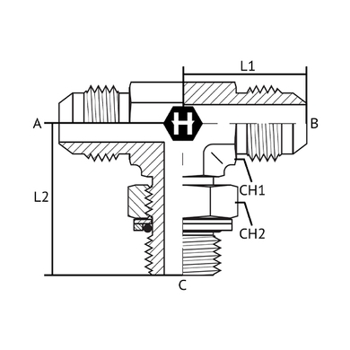 Adaptateur en T M.JIC x branche M.BSPP ajustable