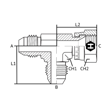 Adaptateur en T M.JIS x F.JIS en ligne tournant
