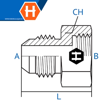 Adaptateur M.JIC x F.Métrique face plat