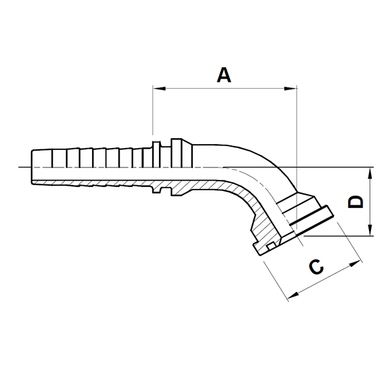 SAE code 61 elbow 60° 2pcs flange