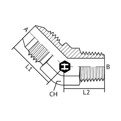Adaptateur 45° M.JIS x M.BSPT