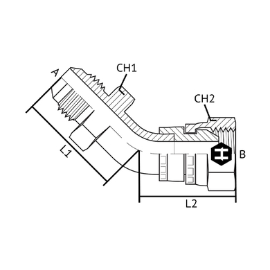M.JIC x F.BSPP sw. elbow 45° bent tube adapter
