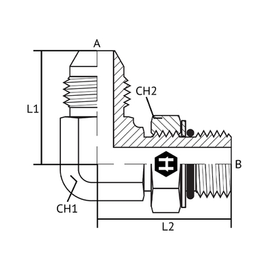 Adaptateur 90° M.JIS x M.ORB ajustable