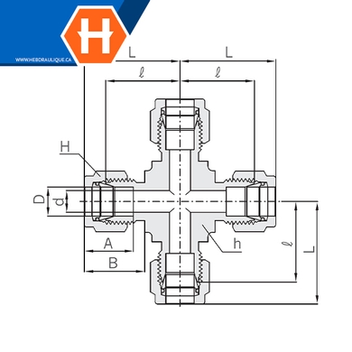 Union en croix Hy-Lok SS316 tube