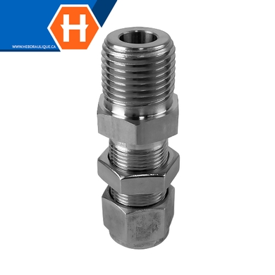 Connecteur Hy-Lok SS316 passe-cloison tube x M.NPT