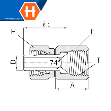 Connecteur Hy-Lok SS316 tube x femelle AN