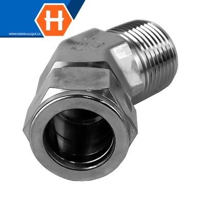 Connecteur Hy-Lok coude 45° SS316 tube x M.NPT