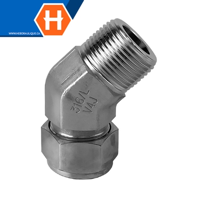 Connecteur Hy-Lok coude 45° SS316 tube x M.NPT