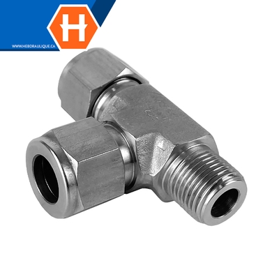 Adaptateur Hy-Lok en T SS316 tube x M.NPT en ligne
