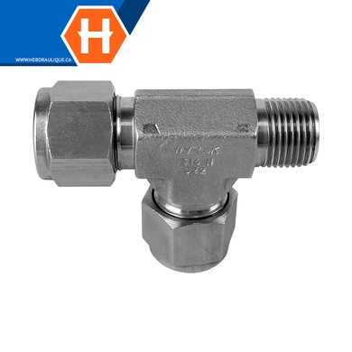 Adaptateur Hy-Lok en T SS316 tube x M.NPT en ligne