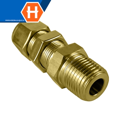 Connecteur Hy-Lok laiton passe-cloison tube x M.NPT