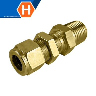 Connecteur Hy-Lok laiton passe-cloison tube x M.NPT