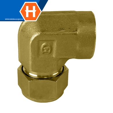 Adaptateur Hy-Lok coude 90° laiton tube x F.NPT