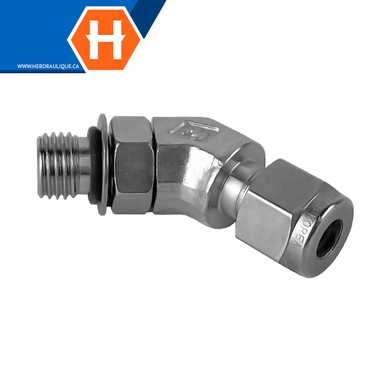 Connecteur Hy-Lok coude 45° SS316 tube x M.ORB