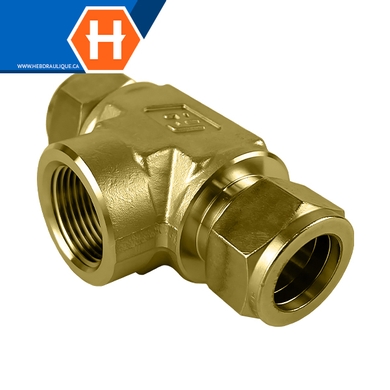 Adaptateur Hy-Lok en T laiton tube x branche F.NPT
