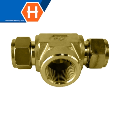 Adaptateur Hy-Lok en T laiton tube x branche F.NPT