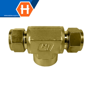 Adaptateur Hy-Lok en T laiton tube x branche F.NPT