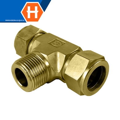 Adaptateur Hy-Lok en T laiton tube x branche M.NPT