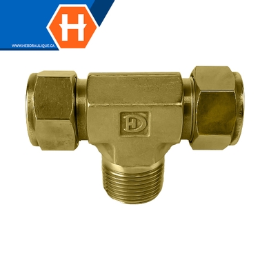 Adaptateur Hy-Lok en T laiton tube x branche M.NPT