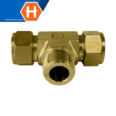 Adaptateur Hy-Lok en T laiton tube x branche M.NPT