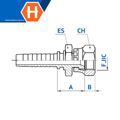 Fem. JIC swivel (double hex) 2pcs fitting