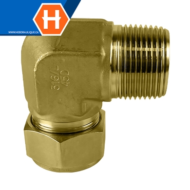 Connecteur Hy-Lok coude 90° laiton tube x M.NPT