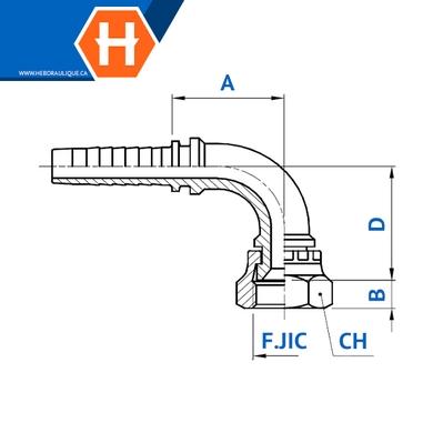 Fem. JIC swivel elbow 90° 2pcs fitting