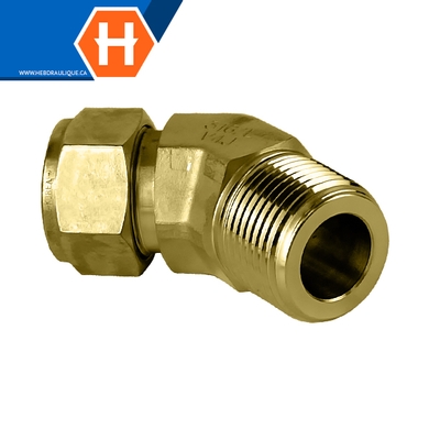 Connecteur Hy-Lok coude 45° laiton tube x M.NPT