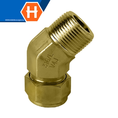 Connecteur Hy-Lok coude 45° laiton tube x M.NPT